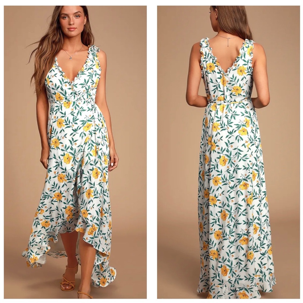 Lulus Blossoming Heart High-Low Wrap Dress